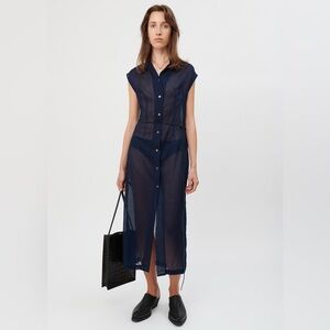OUR LEGACY NARROW SLEEVELESS SHIRT DRESS SS 2020 Indigo Blue 32